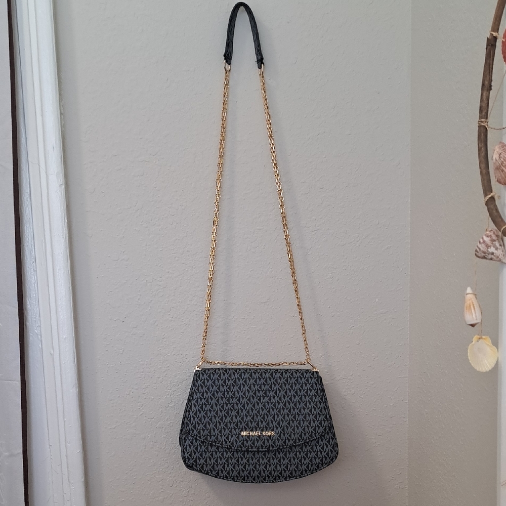 Michael Kors Black Crossbody Bag with Gold Chain